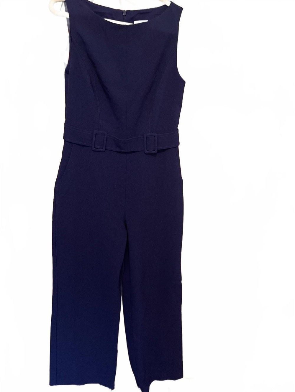 Vince Camuto Navy Blue Sleeveless Belted Jumpsuit Size 2P